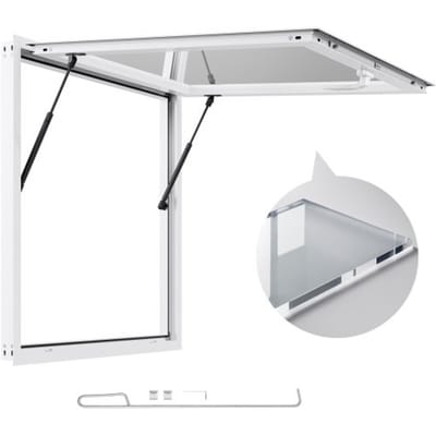 VEVOR Food Trailer Raam (915 x 915 mm), Aluminium omlijst serveerraam voor foodtrailers, 85° openend serveerraam voor foodtrucks, Regenbestendig concessieraam