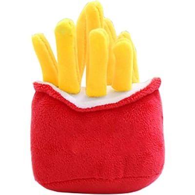 Jouet pour chien en peluche Nourriture Résistant aux morsures Grincement de dents Soulagement de l'ennui Forme frites Peluche à mâcher pour animal de compagnie yellow