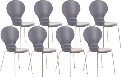 CLP Diego Set van 8 stapelstoelen Hout/grijs