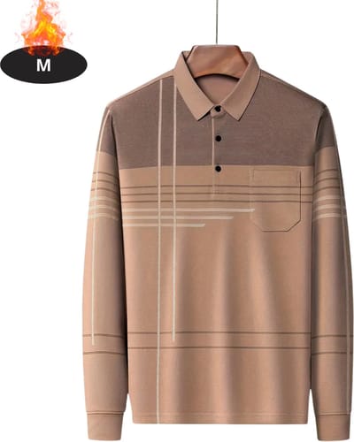Livano Poloshirt Heren - T-Shirt Heren - Shirt - Overhemd - Polo Shirt Lange Mouwen - Khaki - M