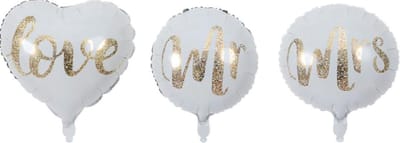 MR & MRS Ballon - Folie - 45cm - Ballon - Set van 3 - Trouwen - Trouw decoratie - Huwelijk Ballonnen - Leeg - Versiering - Bruid - Bruidegom - Love - Bruiloft