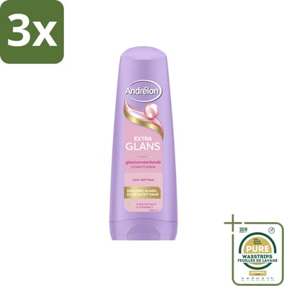3 x Andrélon – Conditioner – Extra Glans – 200 ml - Grootverpakking - Extra Glans - Dof Haar - Zacht Haar - Glanzend Haar - Haar Verzorging