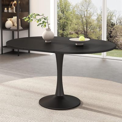 Uittrekbare Eettafel - Moderne Tafel - Ruimtebesparend Wonen - Gemakkelijk te Reinigen - 100/140 x 100 cm - Zwart