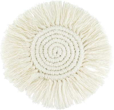 Krumble Onderzetter macramé - Rond - Glasonderzetter - Tafelbeschermer - Onderlegger - Hittebestendig - Bohemian - Rond - Katoen - Beige - 18 cm (d)