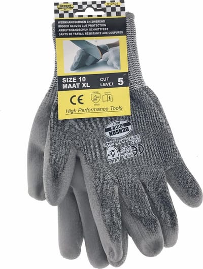 Benson Snijwerende werkhandschoenen - PU Flex - XL - zwart - maat 10
