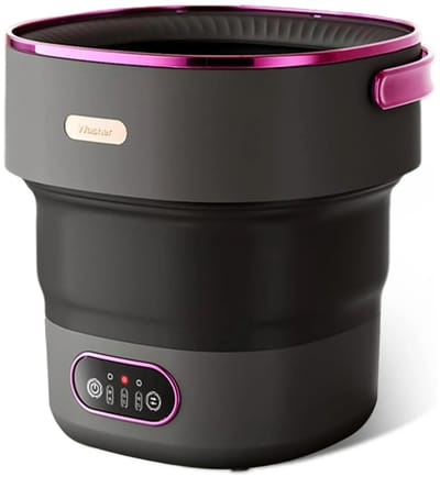 Innovastore Mini-wasmachine - Kleine Wasmachine - Campingwasmachine - Centrifuge - Opvouwbaar - 32,5 x 32 x 32,5 cm - Roze/Creme