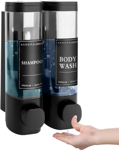 Dailygoods- Shampoodispenser wandmontage - Zeepdispenser automatisch - Transparant zicht - 2 x 300 ml - Gebruiksvriendelijk ontwerp - Hoogwaardige kwaliteit