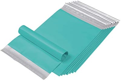 Lichtgewicht poly mailers 10 x 13 - Blauwgroene verzendenveloppen met Redi-Strip sluiting - Doos van 100