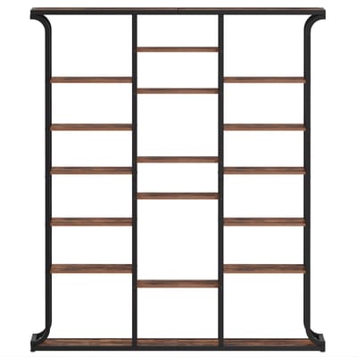 Boekenkast – Voor Woonkamer & Home Office – 3-Koloms, 6-Niveaus Boomvormige Boekenkast met 17 Open Vakken – Vintage Bruin