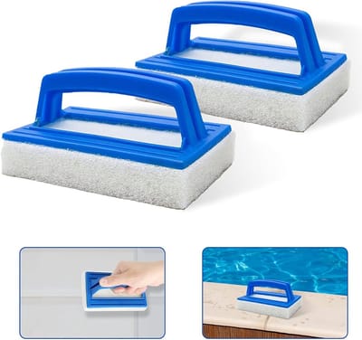 2 stuks zwembadspons-borstels voor zwembadreiniging, handschrobben, 14,5 x 8,5 cm, ideaal voor spa, whirlpools en aquariumonderhoud