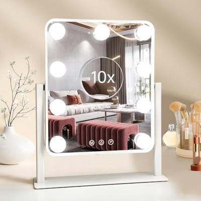 Wikkelspiegel met LED Verlichting en Touch Bediening - Draaibare Make-upspiegel met 10-voudige Vergroting