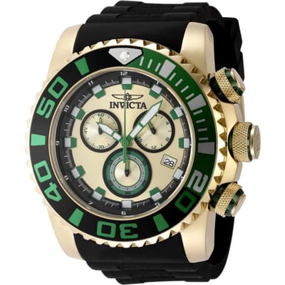 Invicta Sea Hunter 48987 Heren Horloge - Quartz Uurwerk - Roestvrij Staal met gouden Wijzerplaat - 52mm