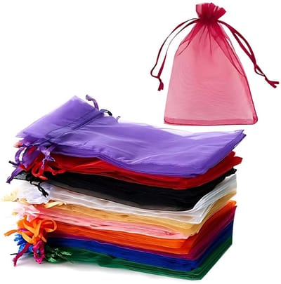 Dailygoods - Organzazakjes - Cadeauzakjes - Bruiloft - 100 stuks - Transparante zakjes - Geschikt voor geschenken - Meerdere kleuren