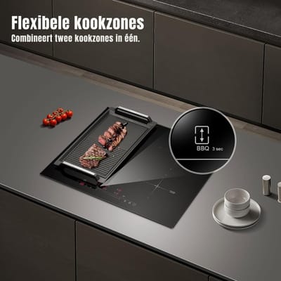 MIRA® Inductie Kookplaat Vrijstaand - Dubbele Inductiekookplaat - Kooktoestel - Touchscreenbediening - Zwart - 52cm x 59cm x 6cm