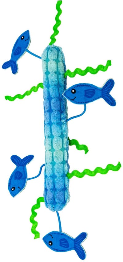 KONG Kickeroo stickaroo – Kattenspeeltje - met Kreukgeluid en catnip - Kattenkruid – Zachte Nopjes – Visjes – Kronkelende Zeewier – Speelgoed voor Katten - 4,2 x 12,6 x 24,2 cm