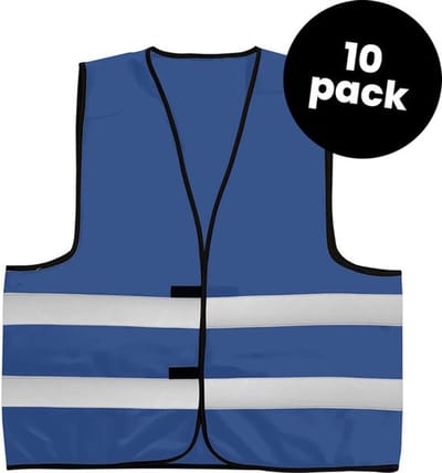10-pack Veiligheidshesjes kinderen - Veiligheidsvesten kind - Blauw - Maat XS (3-7jaar) - Hesjes veiligheid verkeer