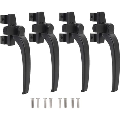4PCS Poignée de Fenêtre Alliage d'Aluminium Poignée de Fenêtre Verrou pour Porte Coulissante Interne et Externe noir