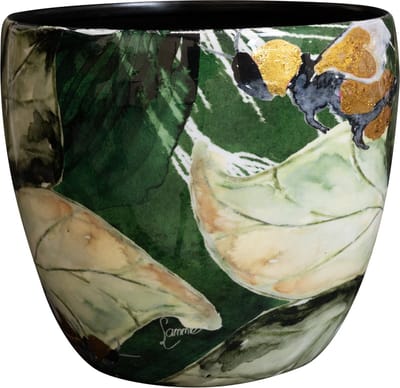 TS Collection - Bloempot Designed by Lammie - Bee green - 17x15 - Metaal & Epoxy - Exclusieve woonitems voor binnen - Handgemaakt - Unieke print - Designed by Lammie