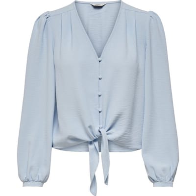 ONLY  Maat M - ONLMETTE L/S BUTTON KNOT TOP WVN - Dames - Blouses