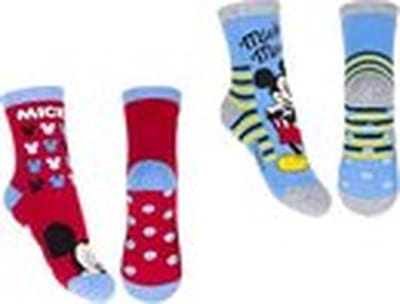 Disney Mickey Mouse  - Anti slip Rood/Licht blauw Multipack Unisex Sokken - 27-30