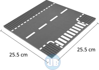 Uniblocks City wegenplaat T-splitsing - 25,5 x 25,5 cm | City wegplaat recht - bocht -Tsplitsing - kruising | combineer met Lego wegenplaten | grondplaten 32x32 noppen | afmeting25, 5 m x 25,5cm |wegen | auto's | Geschikt voor LEGO | wegplaat
