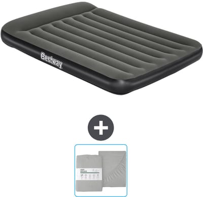 Bestway luchtbed - Twijfelaar - 137 x 191 x 30 cm - Groen - Inclusief en Hoeslaken