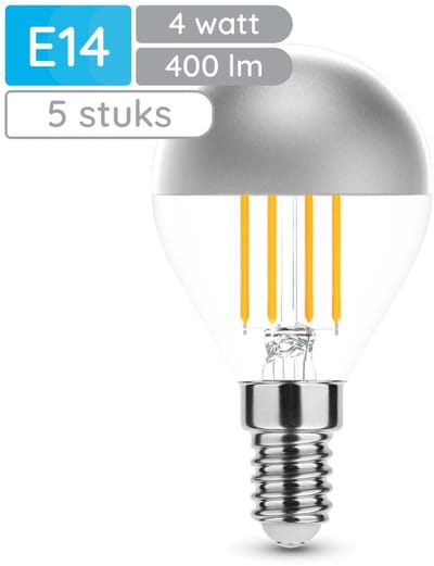Modee E14 LED Lamp 4W - 400lm - 2700K - Warm Wit - LED Filament Globe Mini P45 Kopspiegellamp - Vervangt 40W Halogeen Gloeilamp - 5 stuks