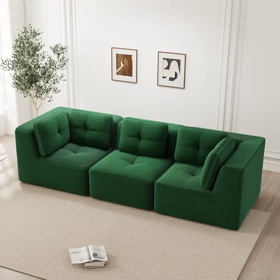 MODENUIT Hoekbank - Modulair Ontwerp Met Diepe Zitting - Voor Woonkamer En Zitruimte Thuis - Ribstof Groen