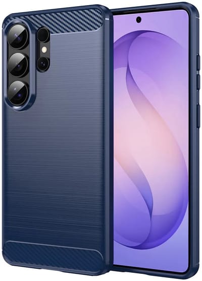 Hoesje geschikt voor Samsung Galaxy S26 Ultra - Techsuit Carbon Silicone Back Cover - Blauw