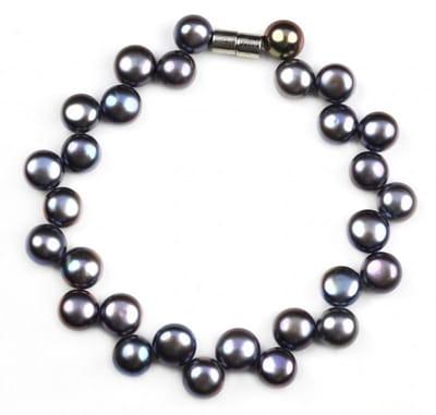 Zoetwater parel armband Gent - echte parels - blauw - paars - zilver - magneetslot - luxe sieraden zakje - parel armband dames - zoetwaterparel