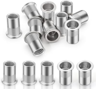 Dailygoods- Klinkmoeren 50 stuks - M4 - Platte Kop - Blindklinkmoeren - Aluminiumlegering - 9 x 11 mm - Zilver - Schroefdraadmoeren