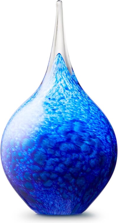 Urn-van-glas-crematie-as-druppel - as-in-glas-glasreliek-glasreliek-glasobject-blauw-medium-inhoud-280ml-hoogte-19-cm-Eturnal
