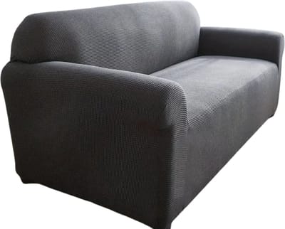 Livano Bankhoes - Bankbeschermer - Stretch - Sofa Cover - Effen - Donkergrijs - Enkel