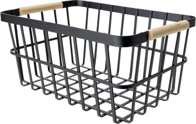Cosy & Trendy Industriele draadmand / opbergmand - zwart - metaal - 30 x 20 x 14 cm - Keuken - kast - sokken -kleding - mandjes