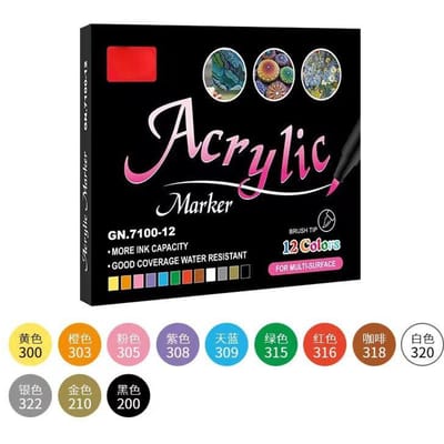 Acrylmarker Zachte penselen met ultrafijne punten en penseelmarkers voor het schilderen van rotsen Steen Houtstuk Keramiek Kerstdecoratie Benodigdheden 12 colors