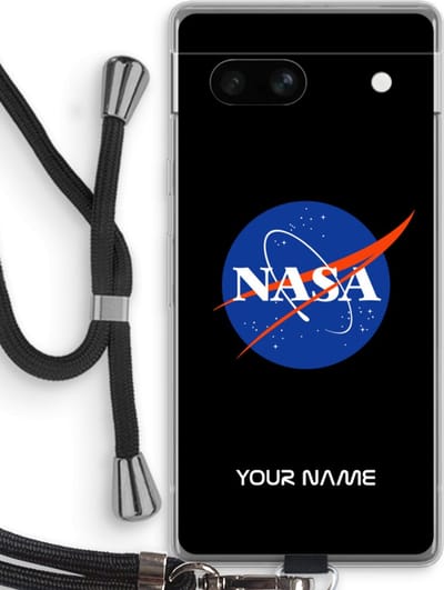 Gepersonaliseerd - Case Company® - Hoesje met koord geschikt voor Google Pixel 7A hoesje met Koord - NASA - Telefoonhoesje met Zwart Koord - Bescherming aan alle Kanten en Over de Schermrand