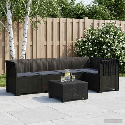 vidaXL - 5-Zits - Tuinbank - met - Kussens - Rattanlook - PP - Antraciet