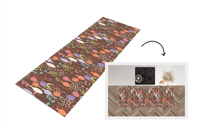 Keukenloper - Loper keuken - Bloemen - Vaas - Patronen - 150x50 cm - Keukenloper vinyl