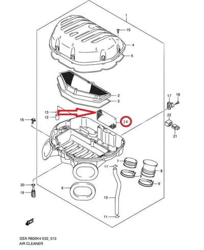 Petit Filtre à air intérieur pour moto Suzuki 1000 GSXR 13788-41G00-000 Neuf