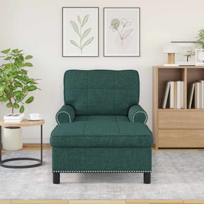 vidaXL Chaise Lounge met kussen Donkergroen 91 x 157 x 91 cm Stof