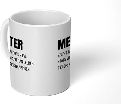 Mok - 275 ML - Koffiebeker geschenk - Mokken - Koffiemok - Koffietassen - Koffietas - Theemok - Theemokken groot - Thee tas - Cadeau Meter en Peter - Quote - Spreuken - Betekenis - Wil jij mijn meter zijn - Peettante vragen - Metekind - Petekind