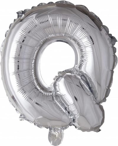 Folieballon zilver letter 'Q' met rietje