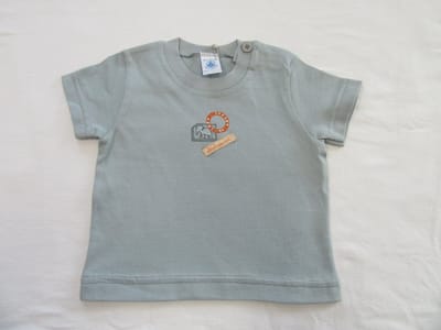 petit bateau  , jongens, t-shirt korte mouw , groen , olifant , 12 maand 74