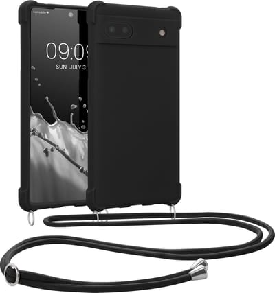 kwmobile telefoonhoesjegeschikt voor Google Pixel 6a - Hoesje van siliconen met telefoonkoord - In zwart