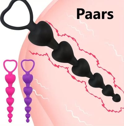 Anal Beads I Hartvormige Anale Kralen I Buttplug I Anaal Plug I Butt Plug I Gevorderen I 15 CM Inbrenglengte I Siliconen I Paars