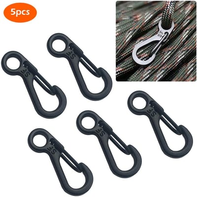 5 10 stuks Partij Zinklegering Mini Karabiners Veer Rugzak Sluitingen EDC Sleutelhanger Karabiner voor Wandelen Klimmen Kamperen zwart