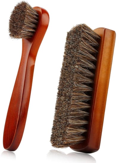 Daity 2-Pack - Schoenreinigingsborstel - Leren borstel met paardenhaar - Reinigingsborstel voor leren schoenen en laarzen - Applicator voor verzorgingsreiniging