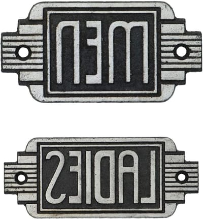 Toilet Gietijzeren Plaquette - Dames Heren Bordje - Winkel Bar Decoratie - Art Deco Stijl - 145 x 6 cm