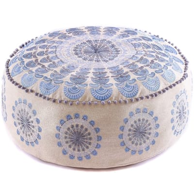Dailygoods- Kussenhoes 60x20 cm - Ronde Poef - Gedrukte Katoenen Kussensloop - Vloerkussen - Meditatie Tapijt - Ambachtelijk Vakmanschap