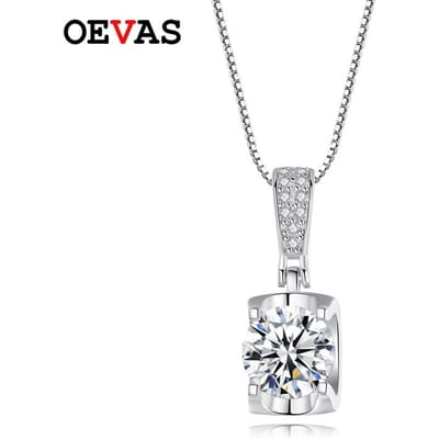 Echte 1 Karaat D Kleur Moissaniet Hanger Kettingen Top Kwaliteit 100 %925 Sterling Zilver Bruiloftsfeest Bruids Fijne Sieraden gray